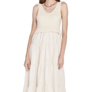 Maeve Anthropologie mixed media tiered Maxi dress cream size S